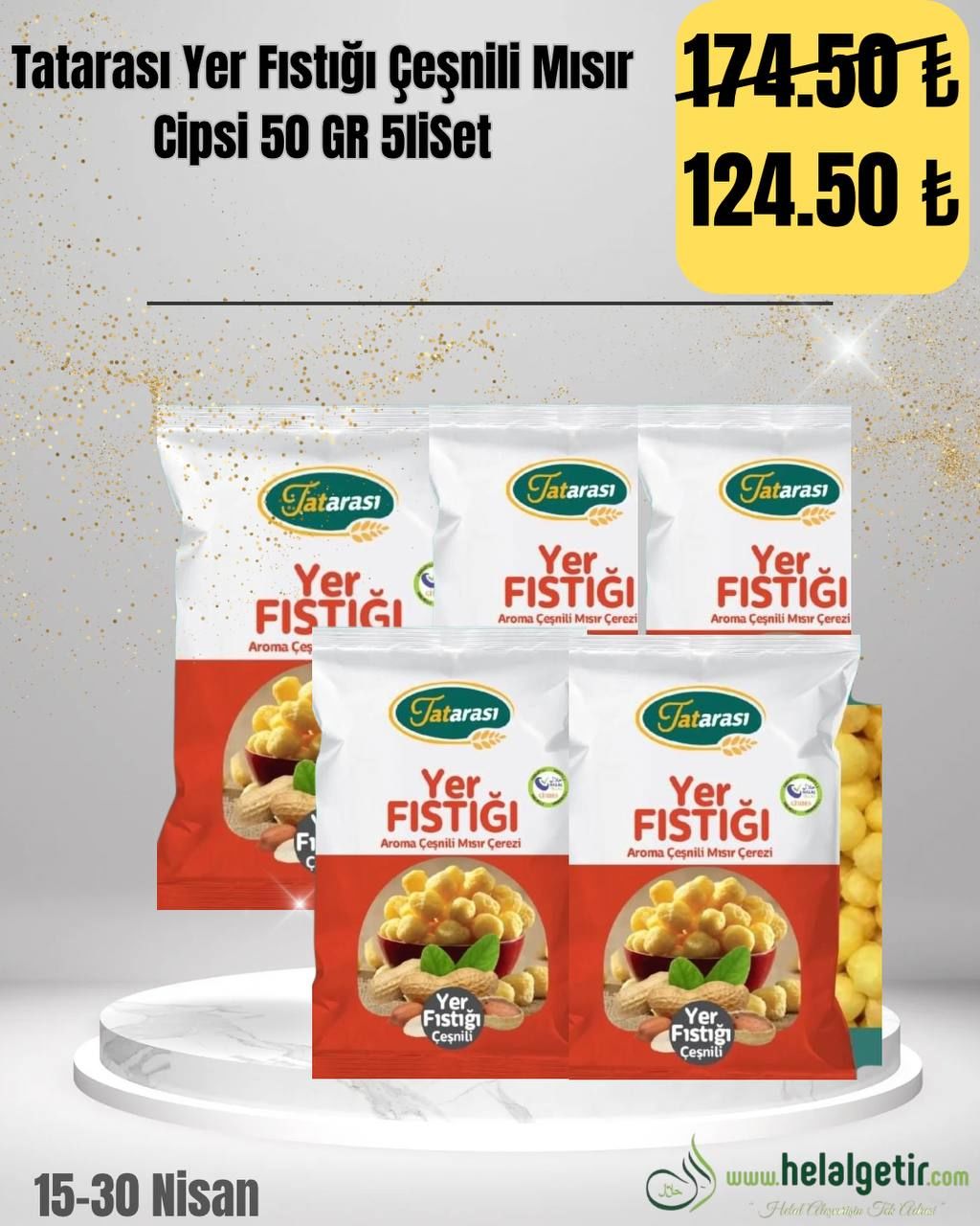Tatarası Yer Fıstığı Çeşnili Mısır Cipsi 50 GR 5liSet