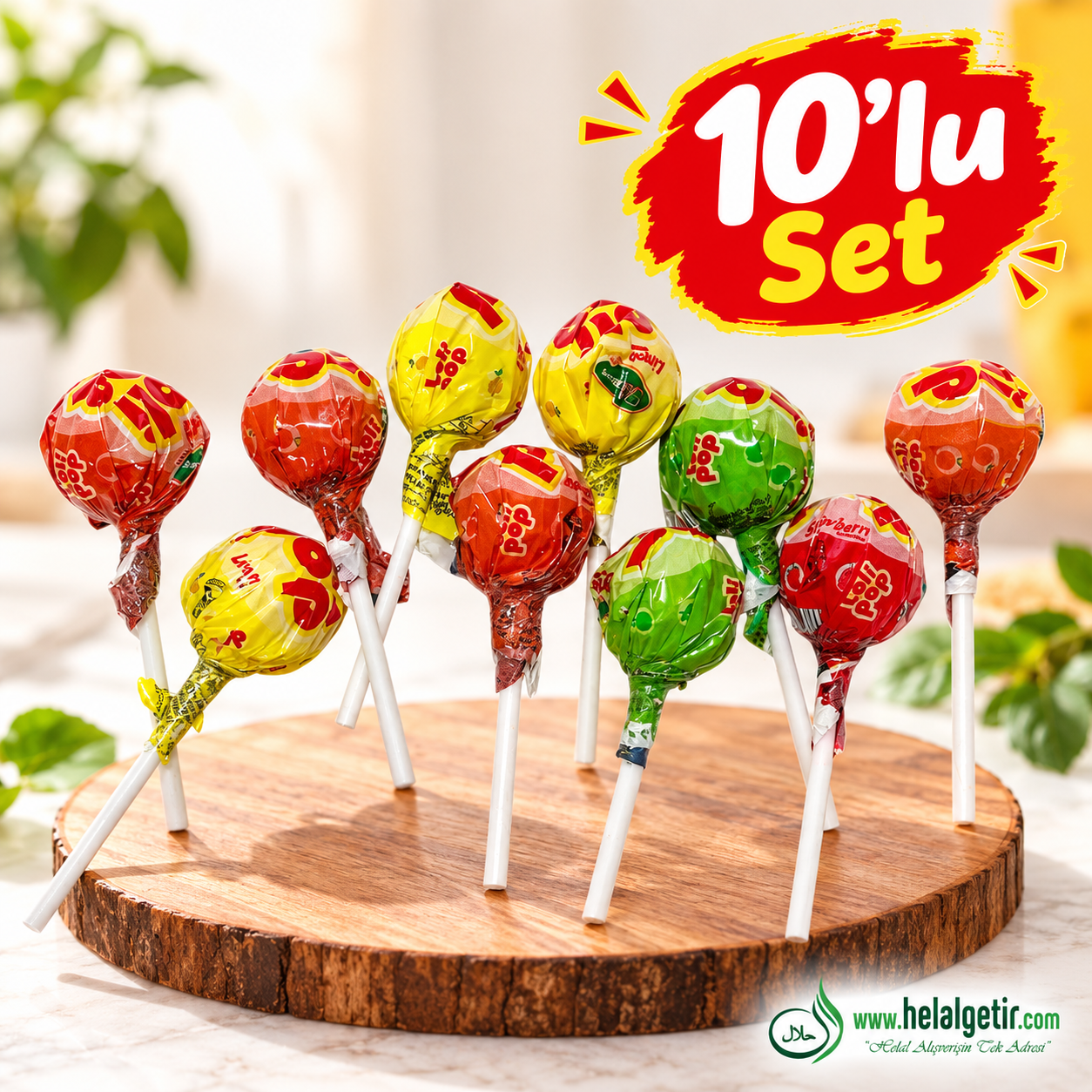 Tatarası Karışık Meyveli Lolipop Şeker 14 gr 10lu Set