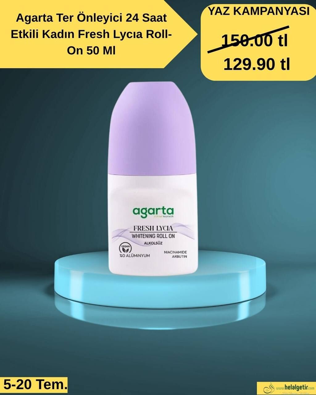 Agarta Ter Önleyici 24 Saat Etkili Kadın Fresh Lycıa Roll-On 50 Ml