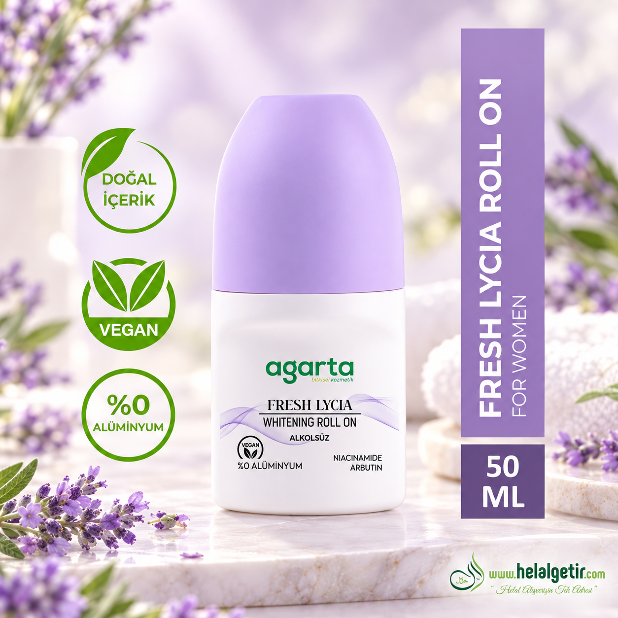 Agarta Ter Önleyici 24 Saat Etkili Kadın Fresh Lycıa Roll-On 50 Ml