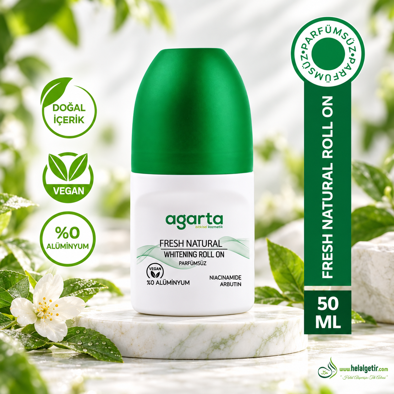 Agarta Ter Önleyici 24 Saat Etkili Bay/Bayan Natural Roll-On 50 Ml