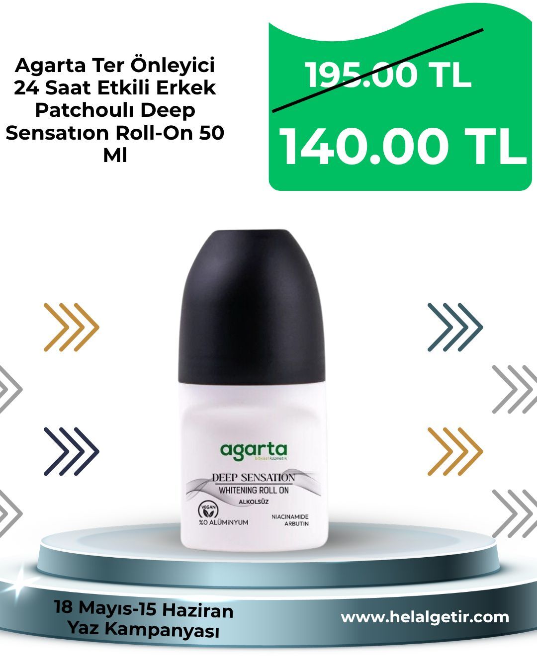 Agarta Ter Önleyici 24 Saat Etkili Erkek Patchoulı Deep Sensatıon Roll-On 50 Ml