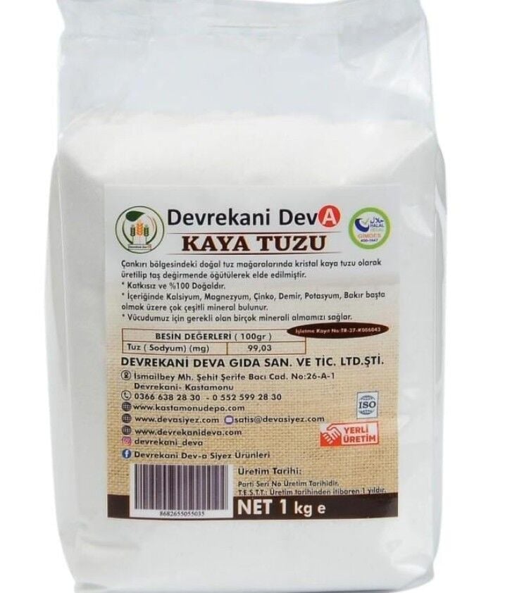 DEVREKANİ Öğütülmüş Doğal Çankırı Kaya Tuzu 1kg