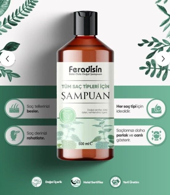 Feradisin Tüm Saç Tipleri İçin Bitkisel Şampuan 500ml
