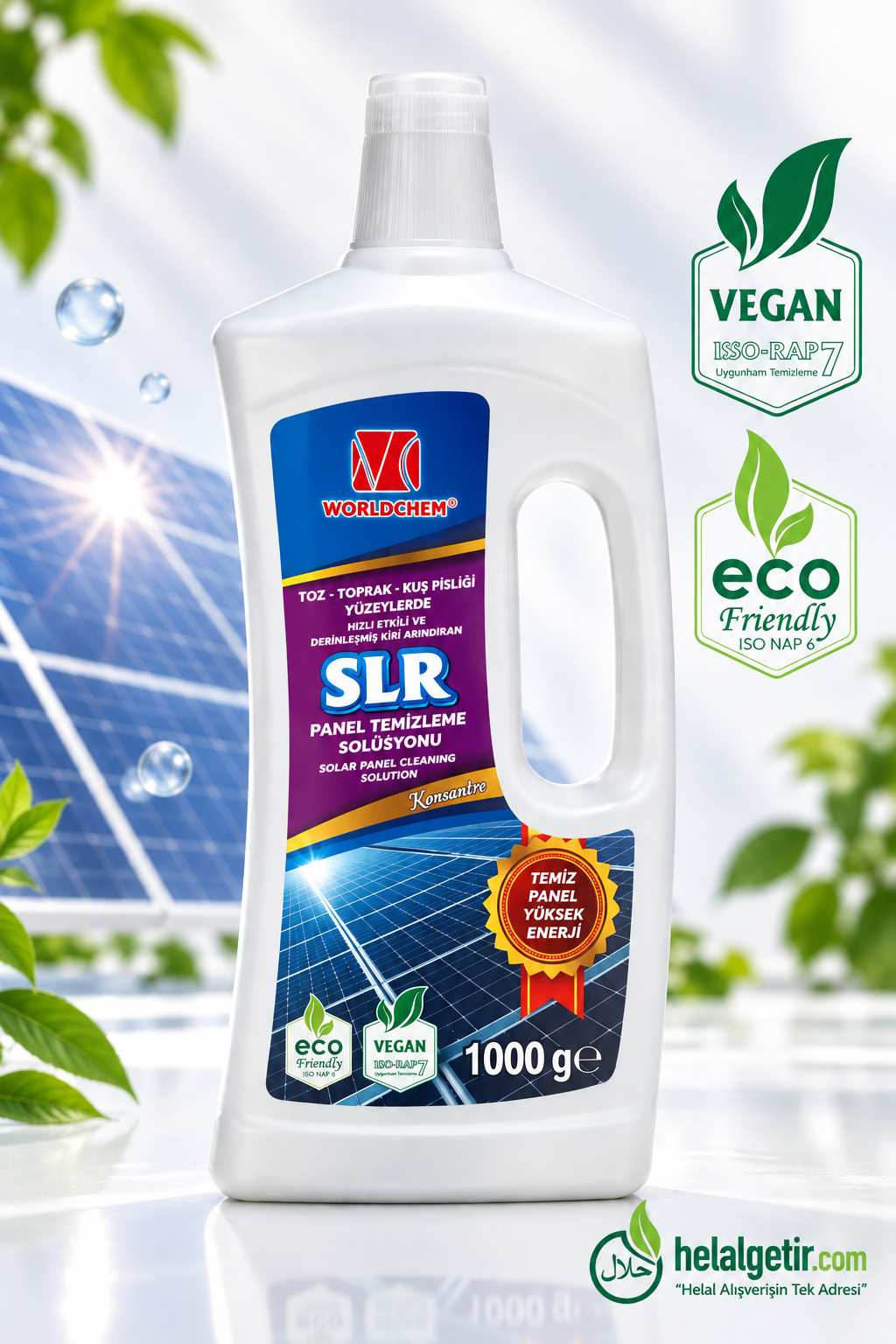 Güneş Paneli Temizleme Solüsyonu SLR Vegan Çevre Dostu 1 L
