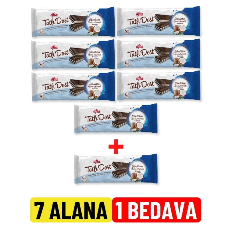 Afia Tatlı Dost Hindistan Cevizli Gofret 140 gr 7 Alana 1 Bedava