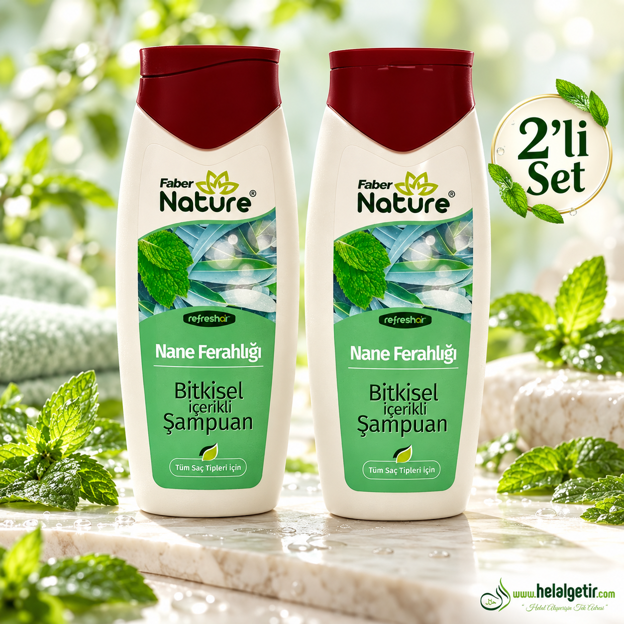 Faber Naturex Nane Ferahlığı Saç Şampuanı 400ml*2li Set