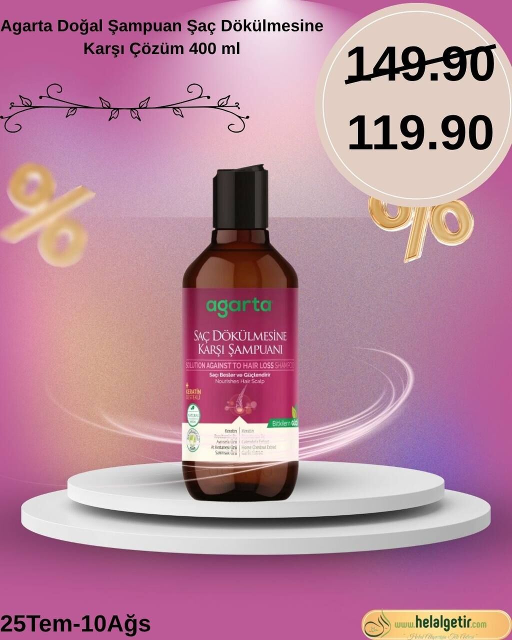 Agarta Doğal Şampuan Şaç Dökülmesine Karşı Çözüm 400 ml