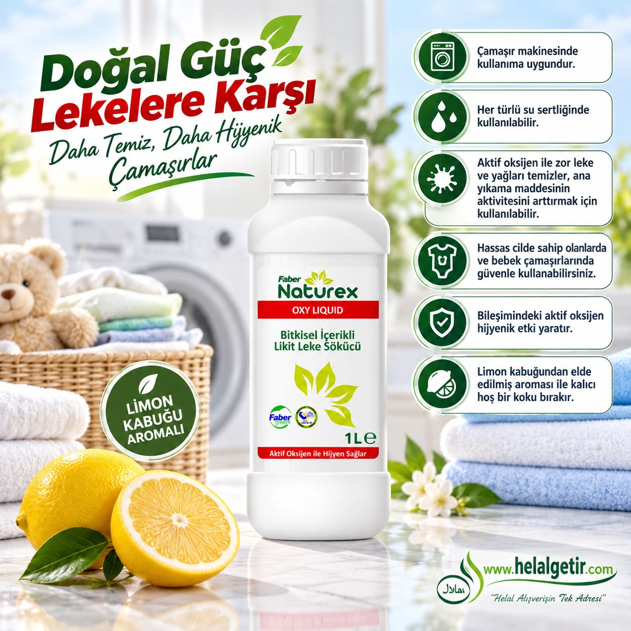 Faber Naturex Oksi Sıvı Çamaşır Leke Sökücü 1 LT