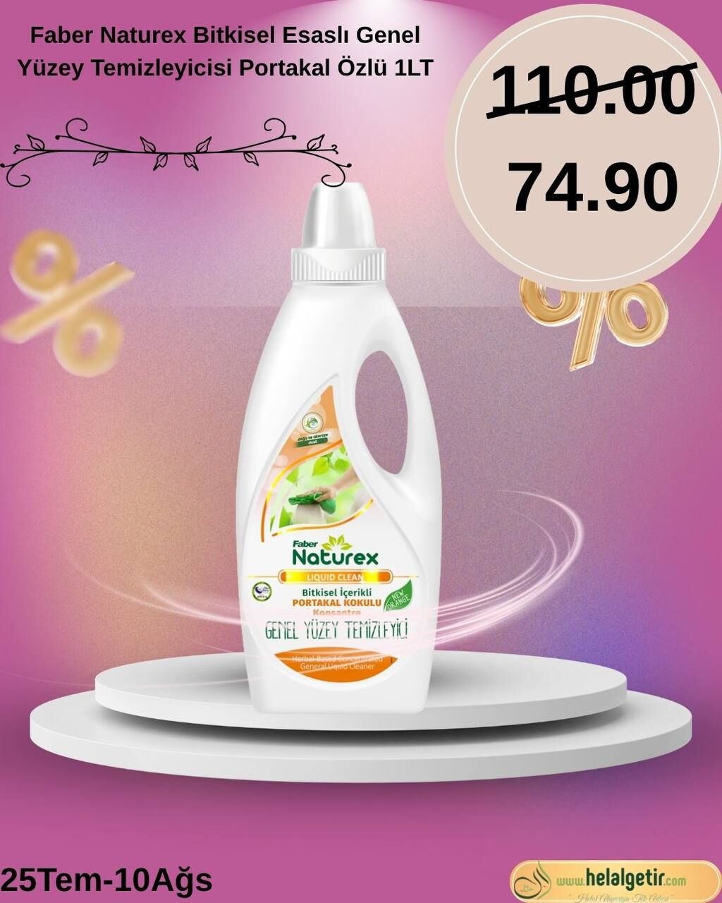 Faber Naturex Portakallı Yer ve Yüzey Genel Temizleyici (1 L Şişe)