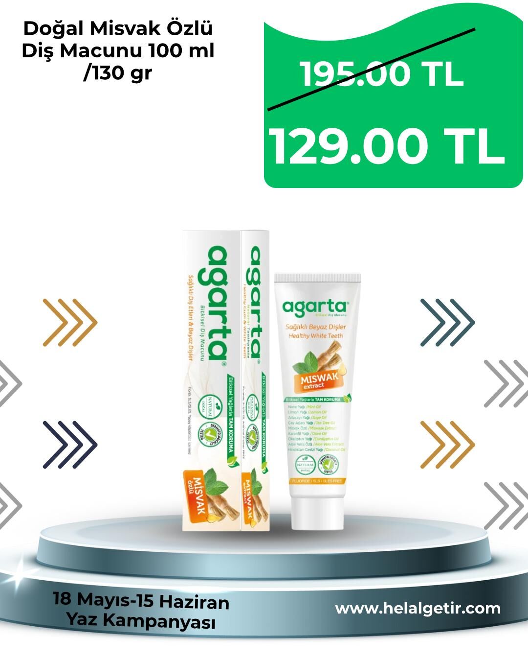 Agarta Doğal Misvak Özlü Diş Macunu 100ml