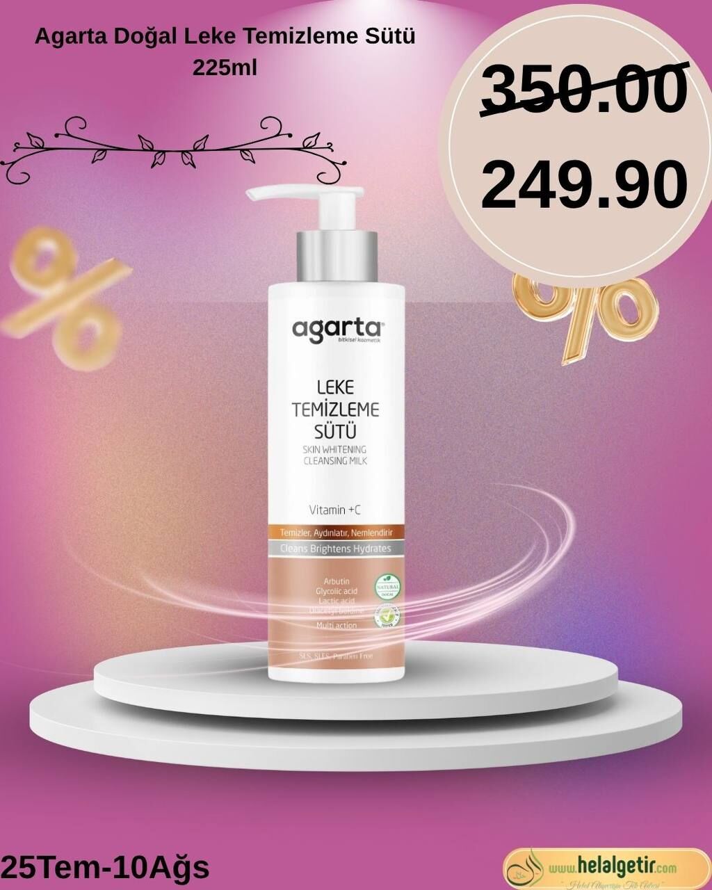 Agarta Doğal Leke Temizleme Sütü 225ml