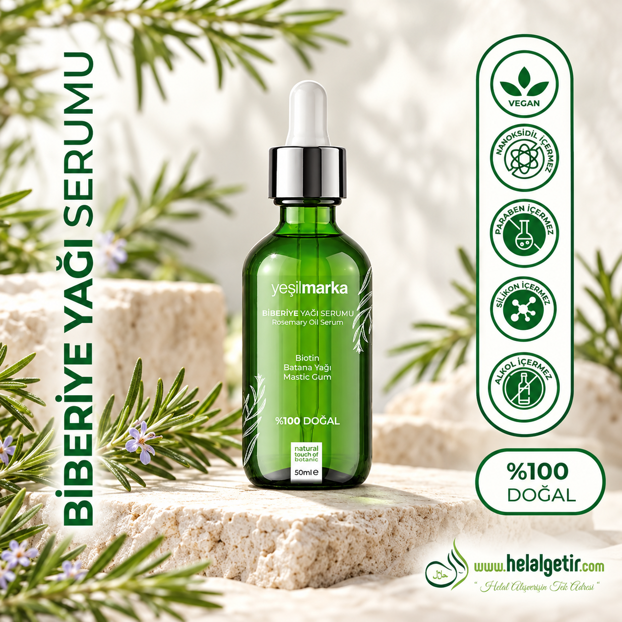 Yeşilmarka Biberiye Yağı - Saç, Sakal ve Kaş Serumu 50 ml