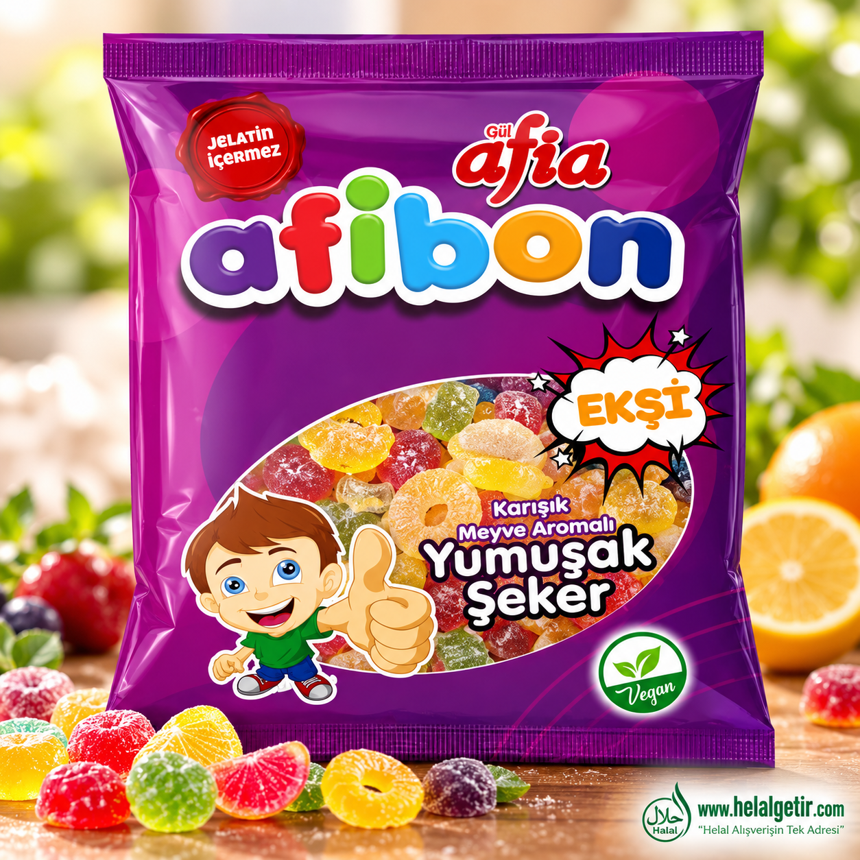 Afia Afibon Ekşi Karışık Meyveli Yumuşak Şeker 80 Gr