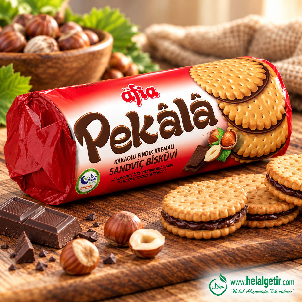 Afia Pekala Kakaolu Fındık Kremalı Sandviç Bisküvi 200 Gr