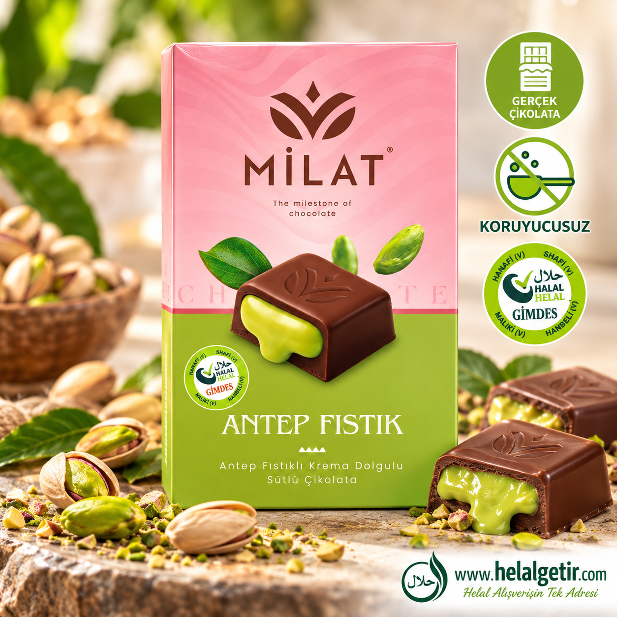 Milat Meşhur Antep Fıstıklı Dubai Çikolatası 60 g