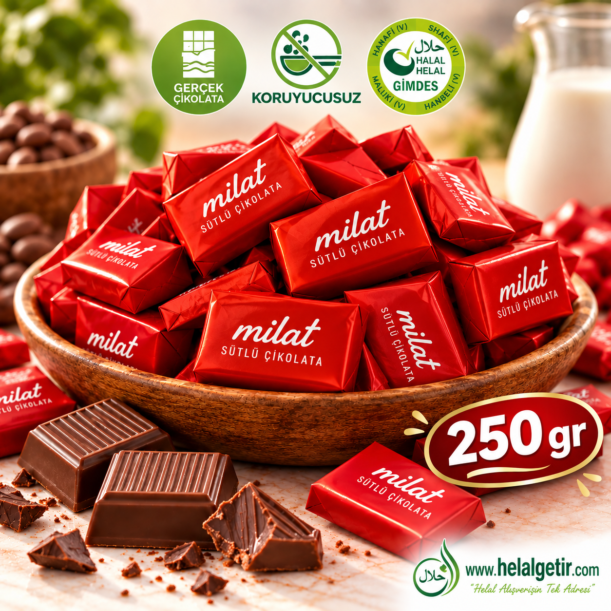 Milat Napoliten Dökme Sütlü Çikolata 250 g
