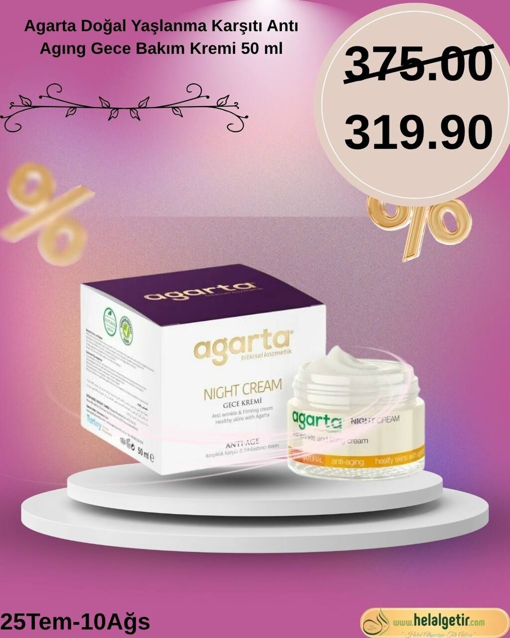 Agarta Doğal Yaşlanma Karşıtı Antı Agıng Gece Bakım Kremi 50 ml