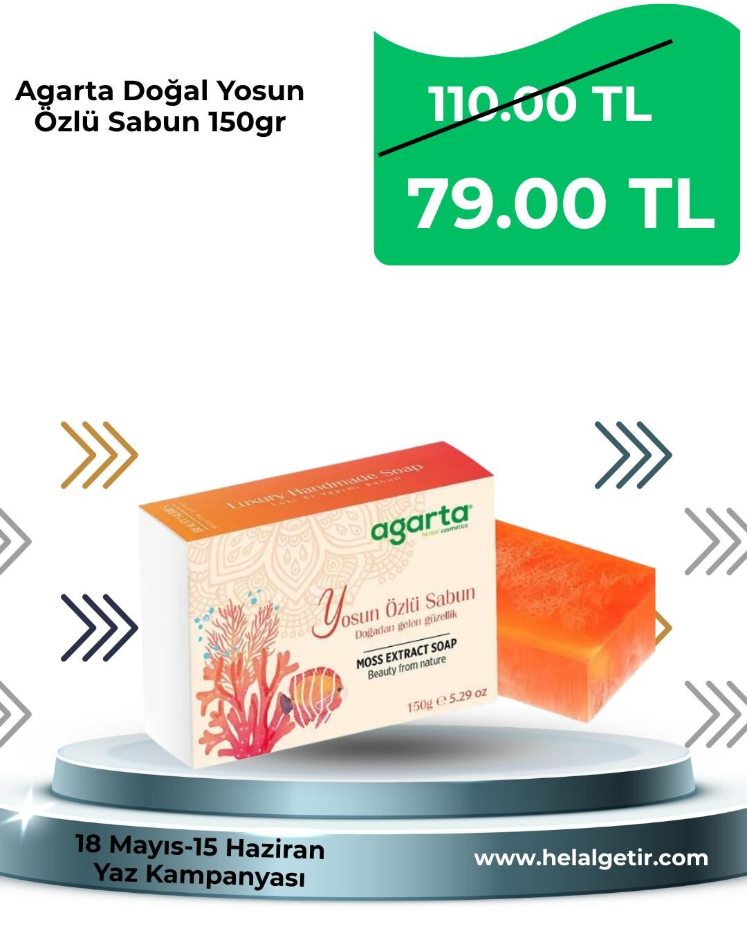 Agarta Doğal Yosun Özlü Sabun 150gr