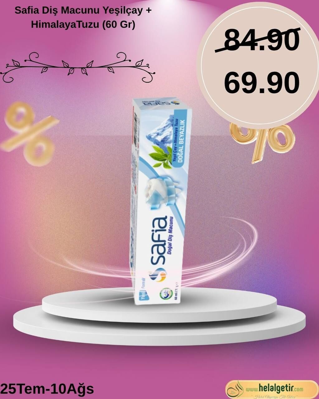 Safia Diş Macunu Yeşilçay + HimalayaTuzu (60 Gr)