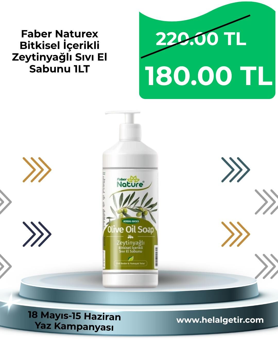 Faber Naturex Bitkisel İçerikli Zeytinyağlı Sıvı El Sabunu 1LT