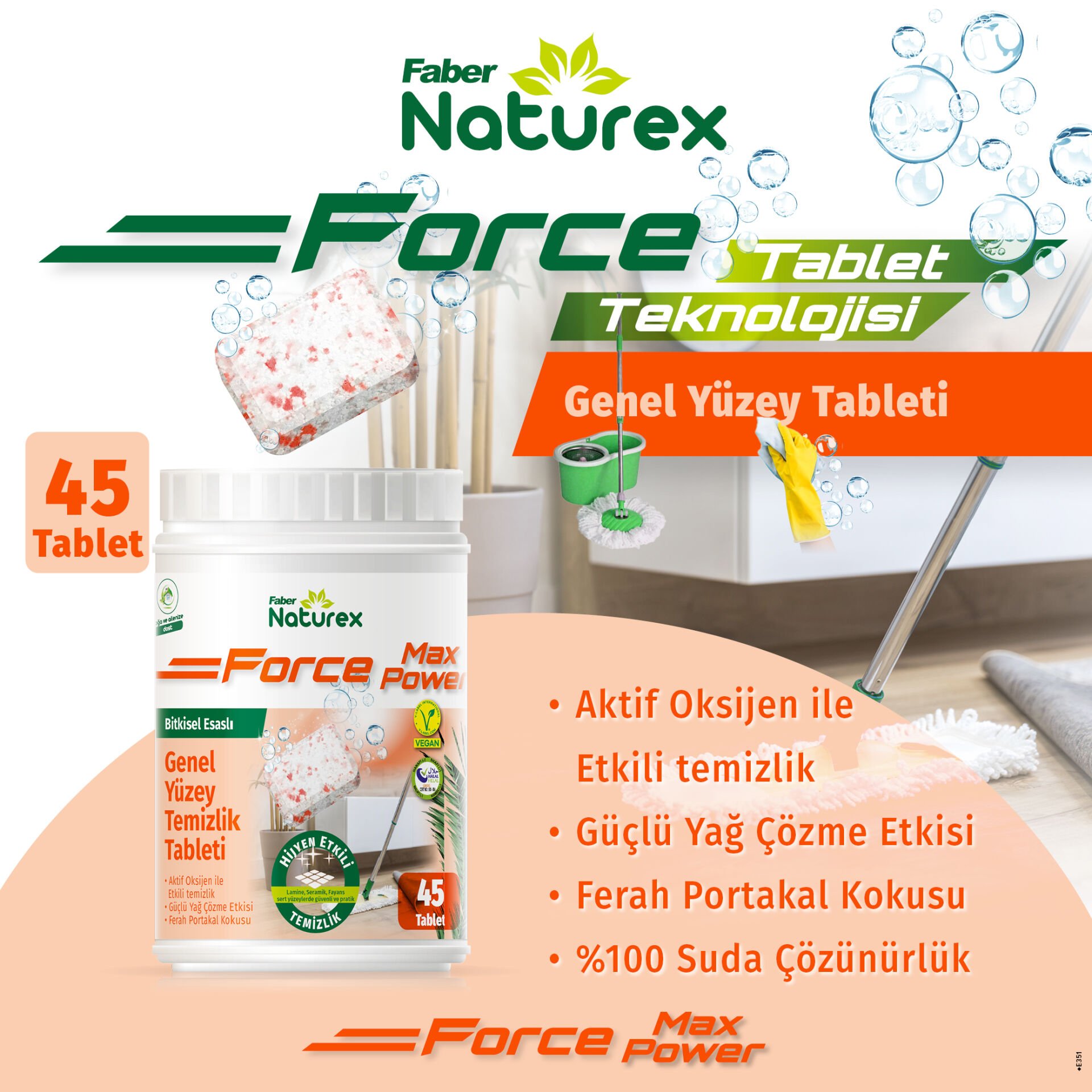 Faber Naturex Genel Yüzey Temizleyici Tablet 45li
