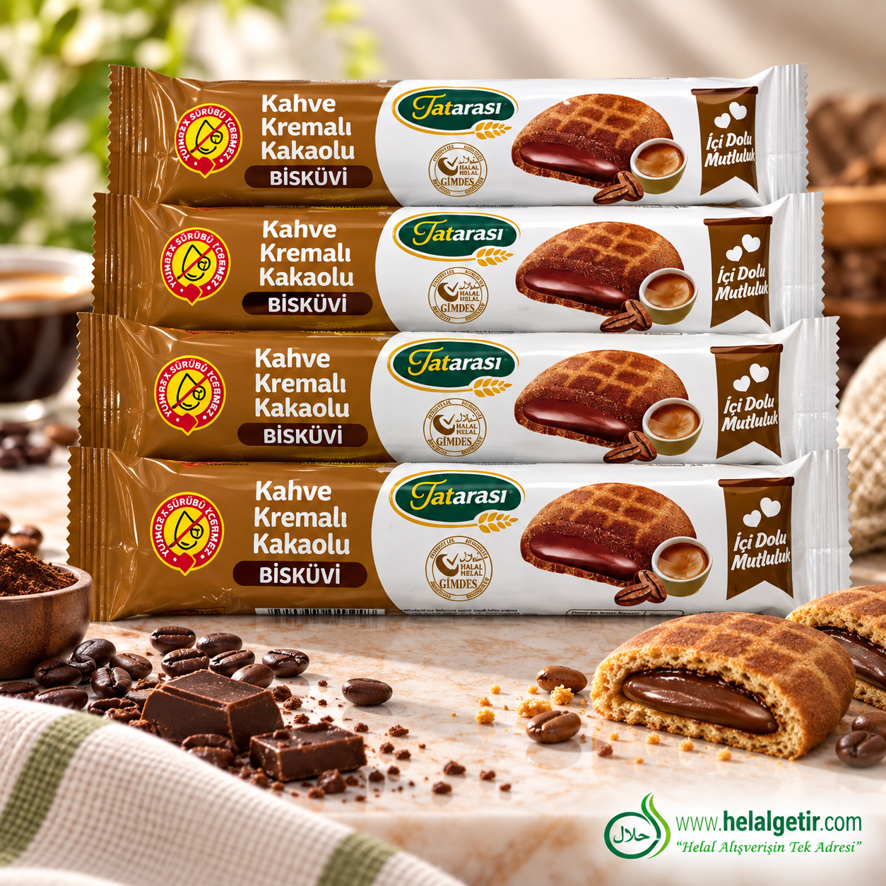 Tatarası Kahve Kremalı Kakaolu Bisküvi 40 GR*5li Set