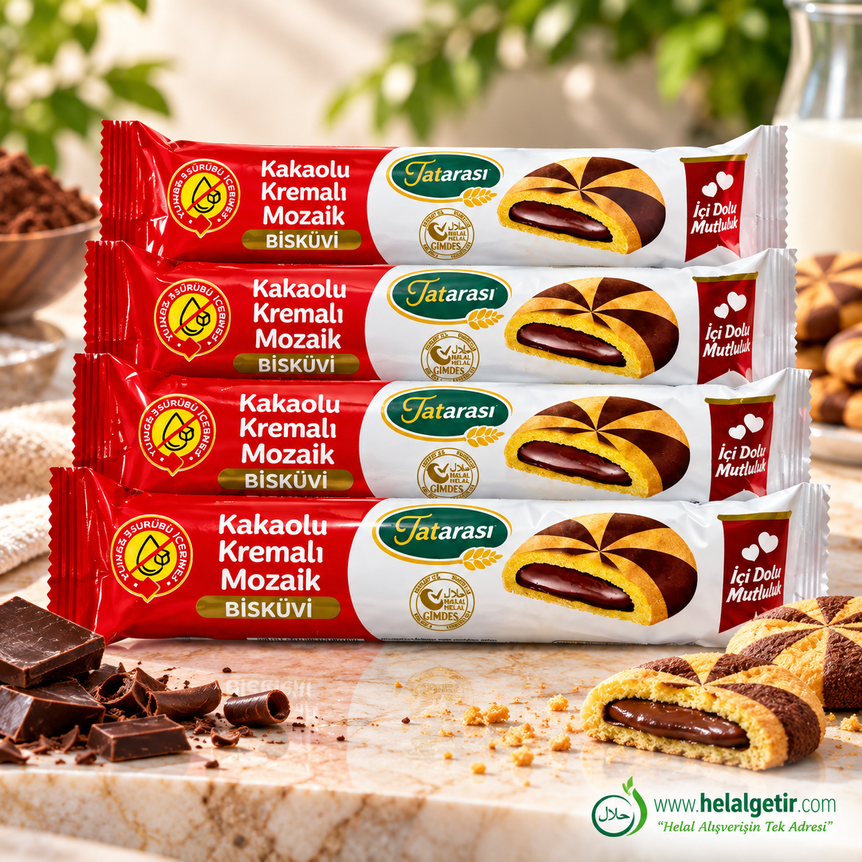 Tatarası Kakao Kremalı Mozaik Bisküvi 40 GR*5li Set