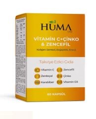 Huma Vitamin C + Çinko & Zencefil 60 Kapsül