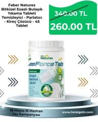 Faber Naturex Force Tab - Bitkisel Esaslı Bulaşık Yıkama Tableti Temizleyici - Parlatıcı - Kireç Çözücü - 45 Tablet
