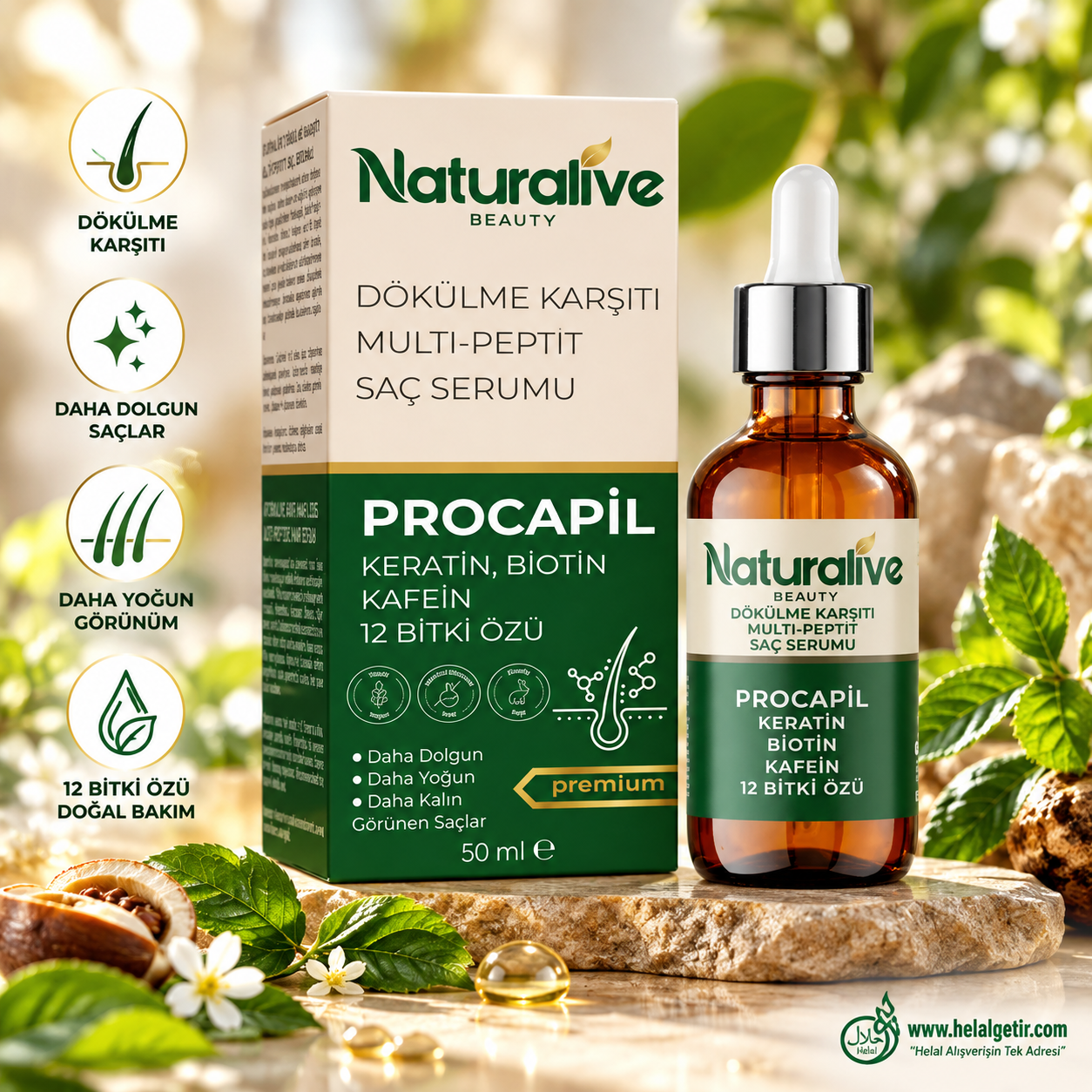 Naturalive Dökülme Karşıtı Multi-Peptit Saç Serumu: PROCAPİL 50ml