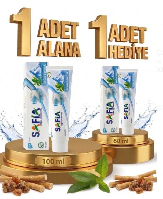 Safia Diş Macunu Yeşil Çay ve Himalaya Tuzu 100 ml Alana Safia Diş Macunu Yeşil Çay ve Himalaya Tuzu 60 ml Hediye