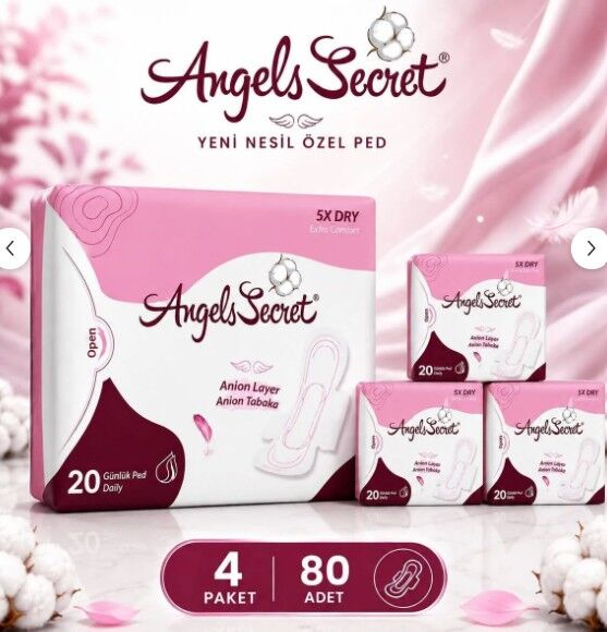 Angels secret Günlük Ultra İnce pamuksu Anyonlu Hijyenik Ped 4lü Set