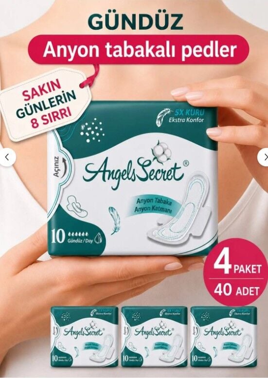 Angels secret Gündüz Süper Emici Ultra İnce Anyonlu Hijyenik Ped 4Lü