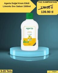 Agarta Doğal Krem Etkili Limonlu Sıvı Sabun 1500ml