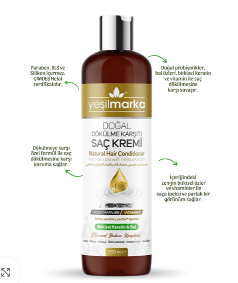 Yeşilmarka Doğal Dökülme Karşıtı Saç Kremi 350ml