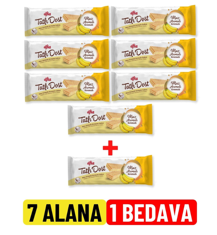 Afia Tatlı Dost Muz Kremalı Gofret 140 Gr 7 Alana 1 Bedava