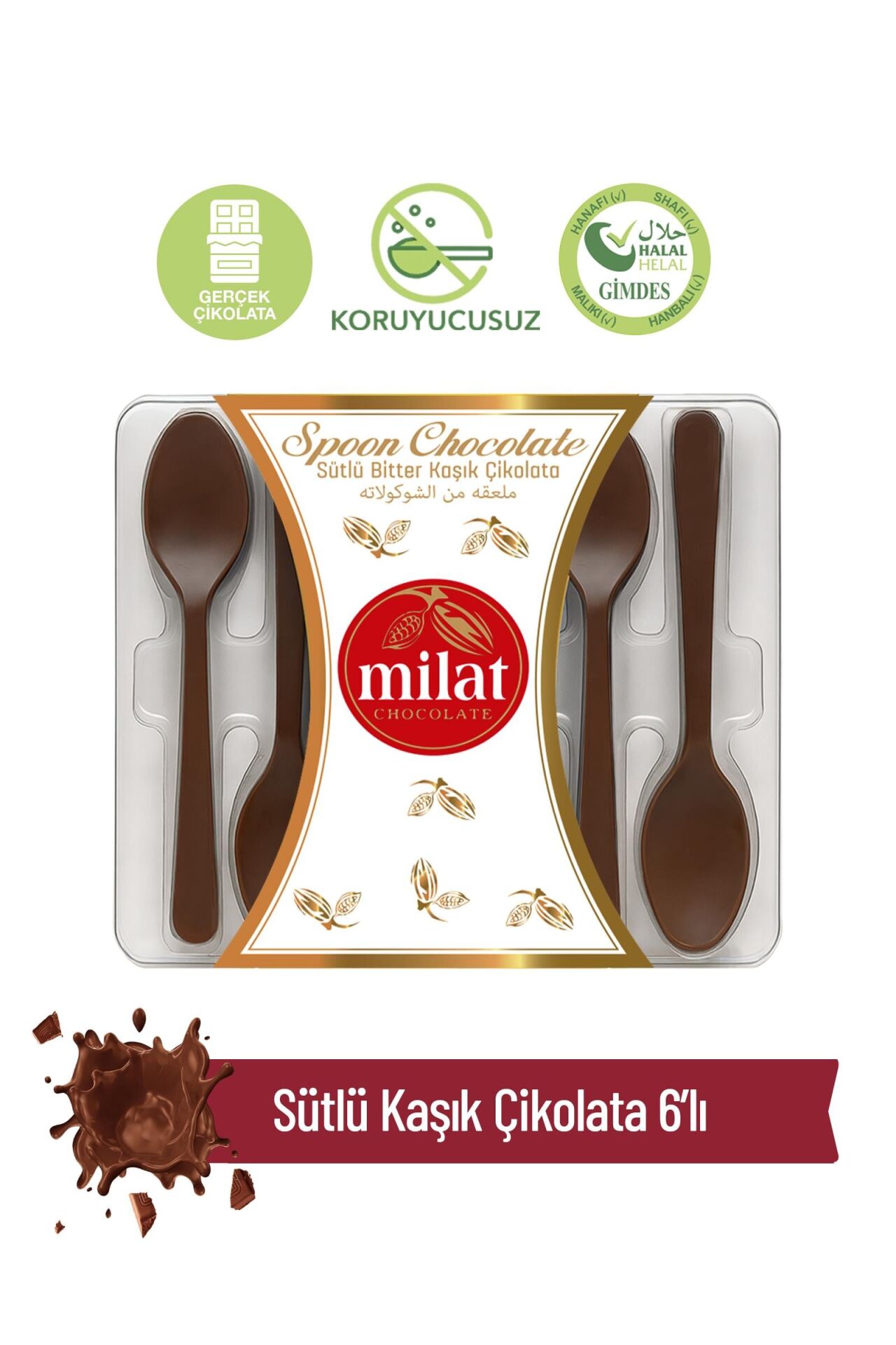 Milat Spoon Chocolate 6'Li Kaşık Çikolata 48 g