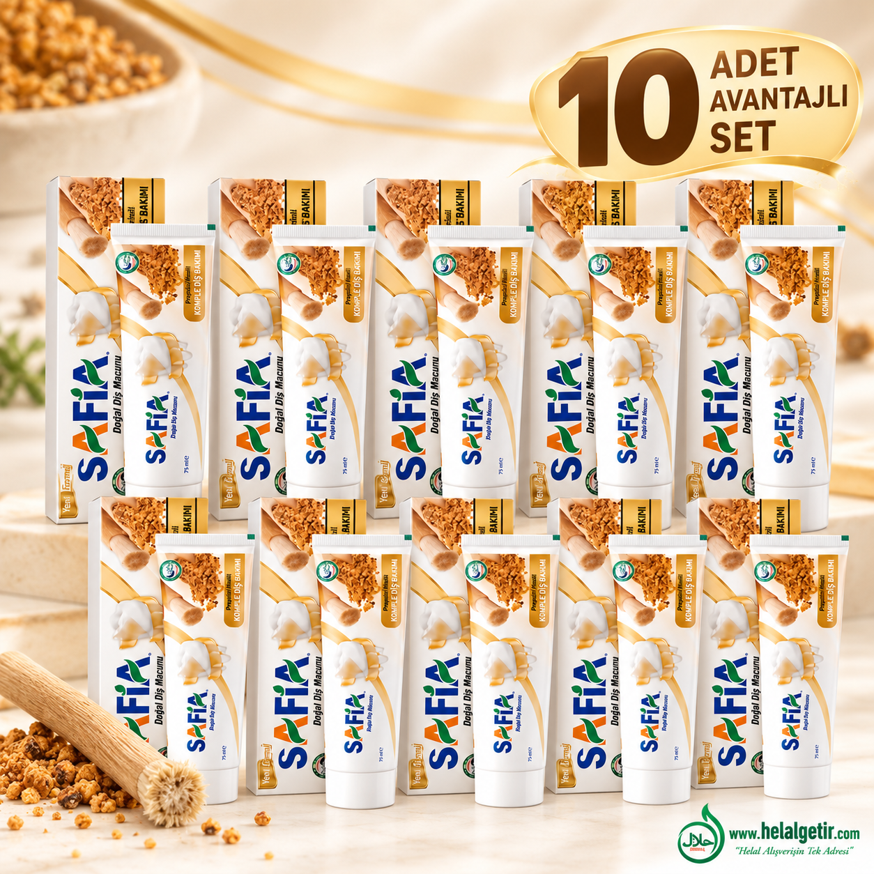 Safia Diş Macunu Misvak ve Propolis 10x60 ml