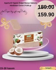Agarta El Yapımı Doğal Banyo Sabunu Hindistan Cevizi 3*150 gr
