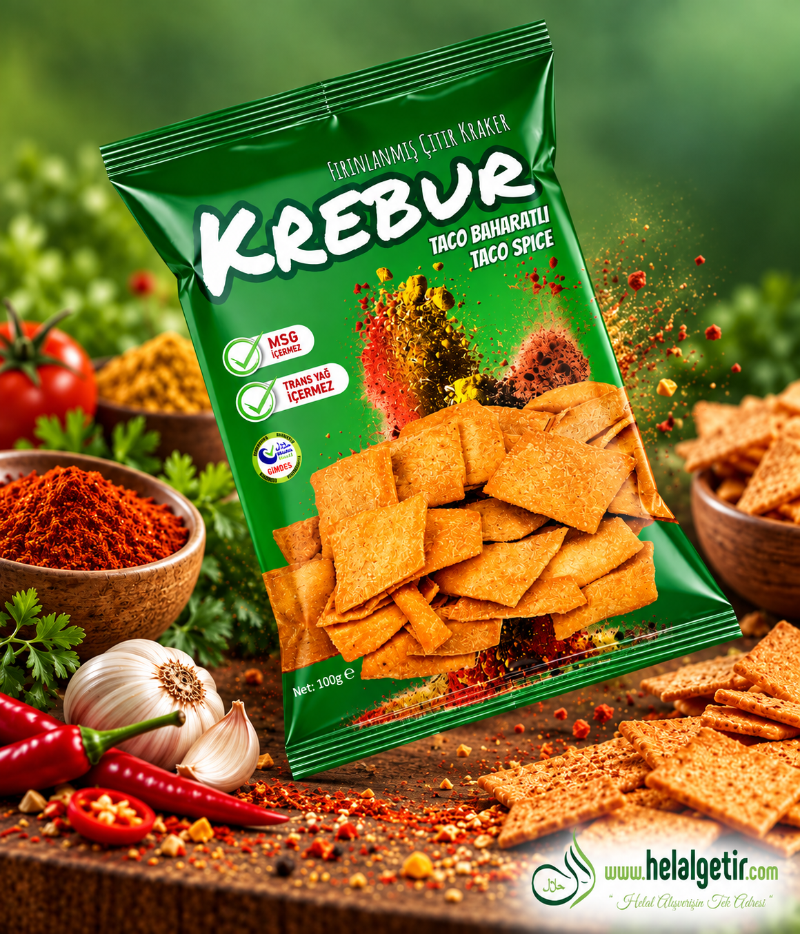 Krebur Tako Baharatlı Kraker 100gr