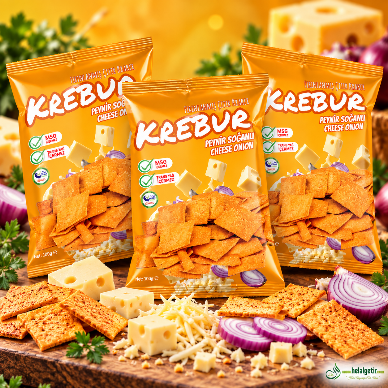 Krebur Peynir Soğanlı Kraker 100gr* 3lü Set