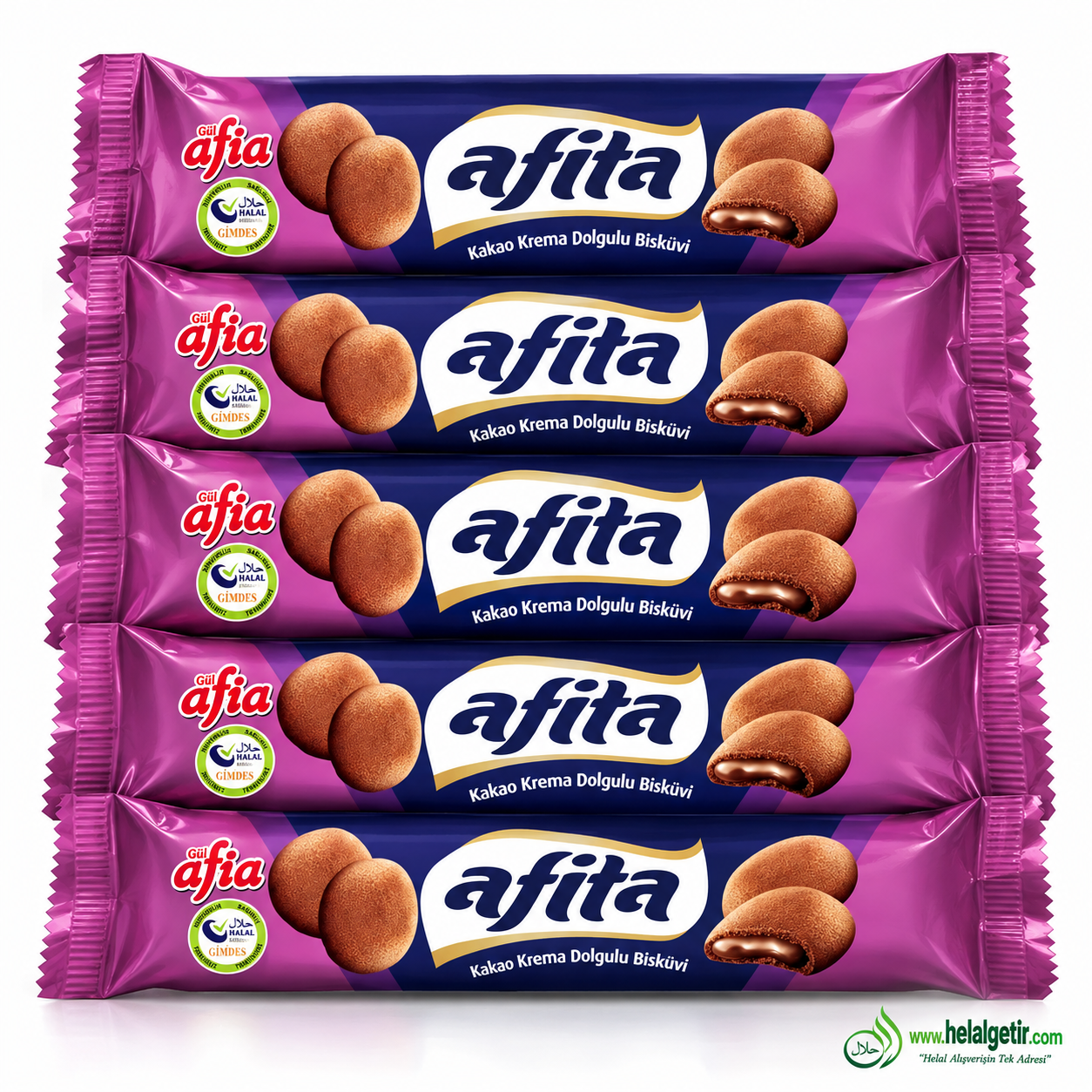 Afia Afita Kakao Krema Dolgulu Bisküvi 75 Gr. 5li Set