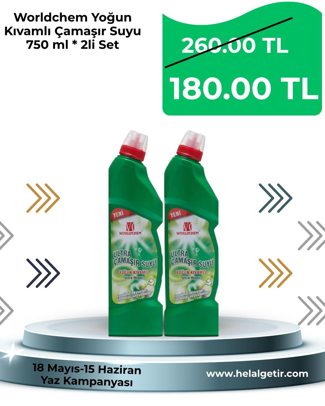 Worldchem Yoğun Kıvamlı Çamaşır Suyu 750 ml * 2li Set