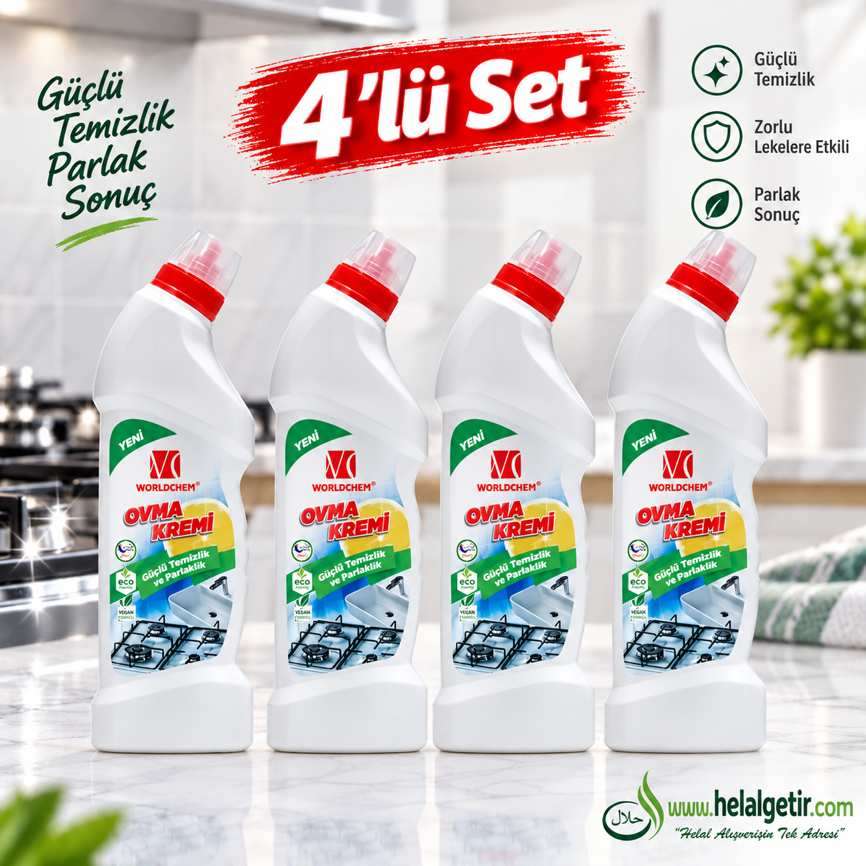Worldchem CF Yoğun Formüllü Ovma Ve Parlatma Kremi 1000ml * 4Lü Set