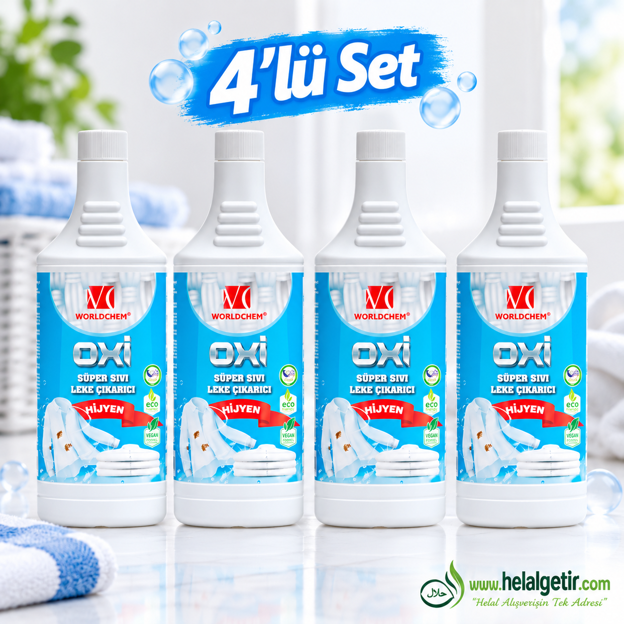 Worldchem Sıvı Oksi Leke Çıkarıcı 1000ml * 4Lü Set