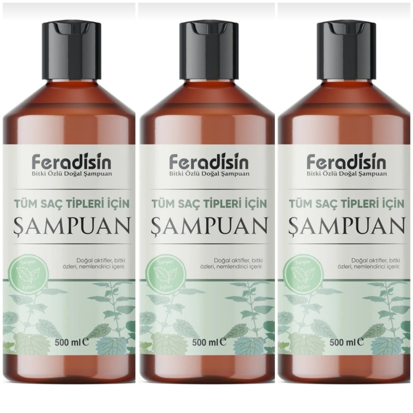 Feradisin Tüm Saç Tipleri İçin Bitkisel Şampuan 500ml * 3lü Set