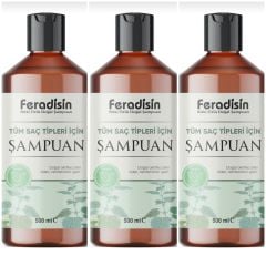 Feradisin Tüm Saç Tipleri İçin Bitkisel Şampuan 500ml * 3lü Set
