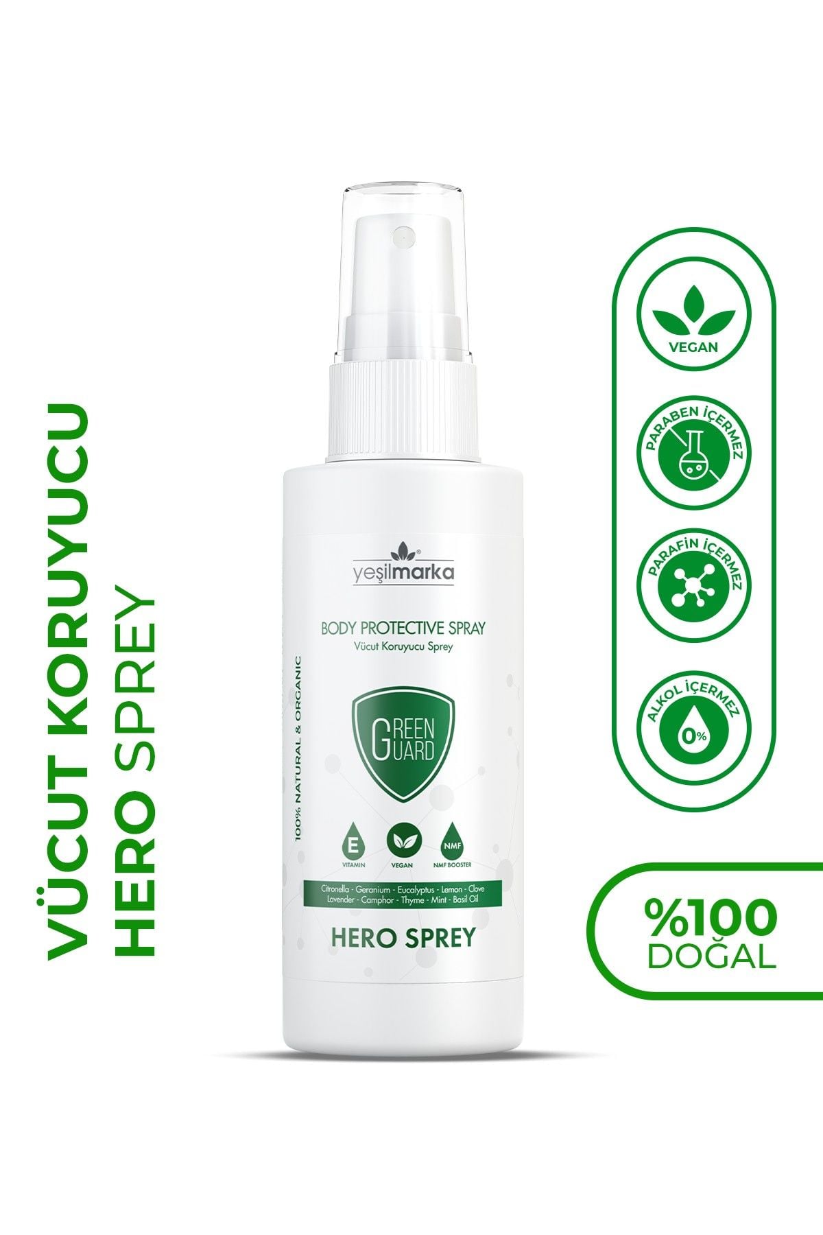 Yeşilmarka Vücut Koruyucu Hero Spray - Doğal Koruyucu Vücut Losyonu 100ml