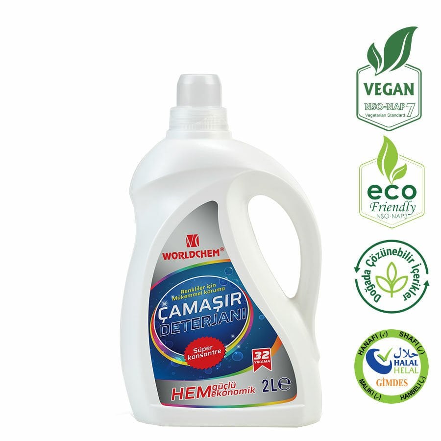 Worldchem Bitkisel Renkliler İçin Sıvı Çamaşır Deterjanı 2LT